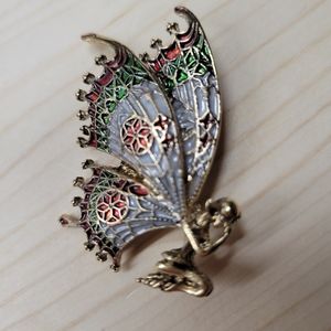 Gold-tone Praying Fairy Brooch